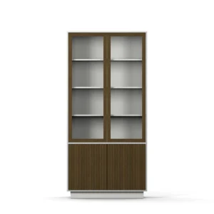 Line Burned Walnut Display Cabinet