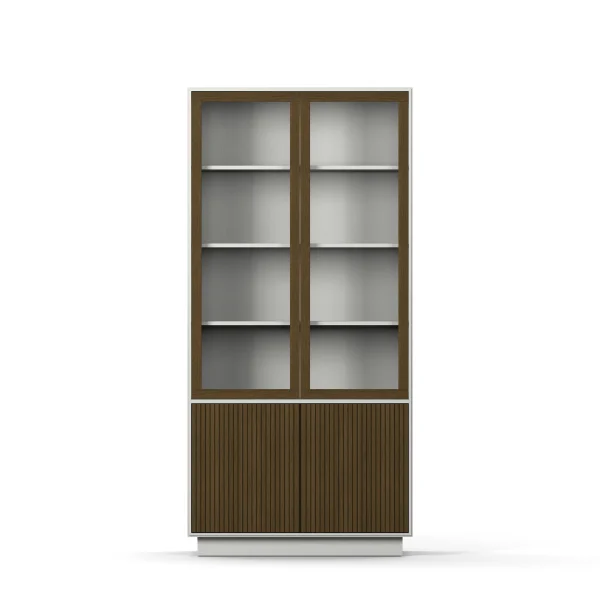 Line Burned Walnut Display Cabinet