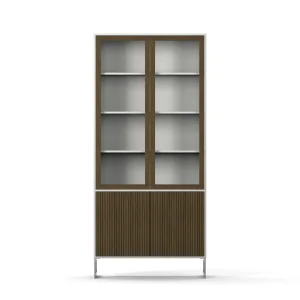 Line Burned Walnut Display Cabinet