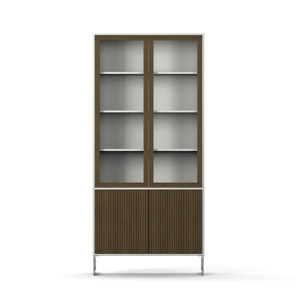 Line Burned Walnut Display Cabinet