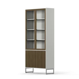 Line Burned Walnut Display Cabinet W2